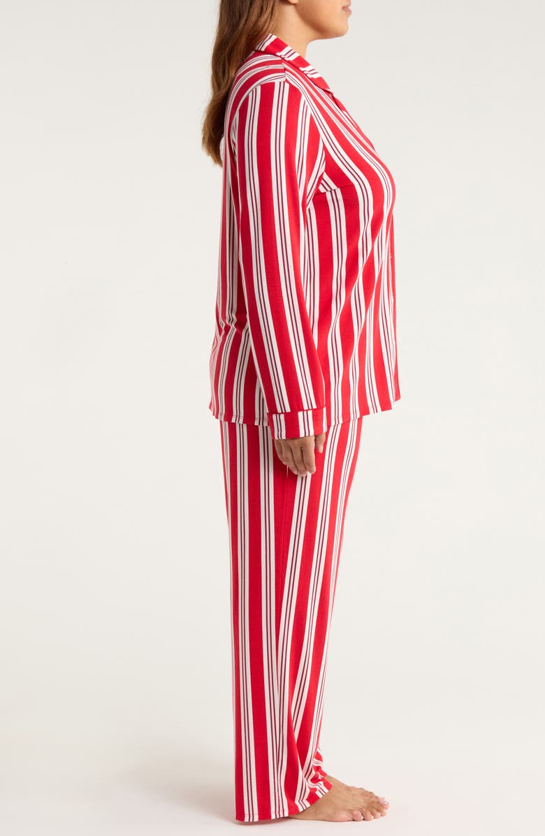 Nordstrom Moonlight Eco Knit Pajamas, Alternate, color, Red- Ivory Carol Stripe