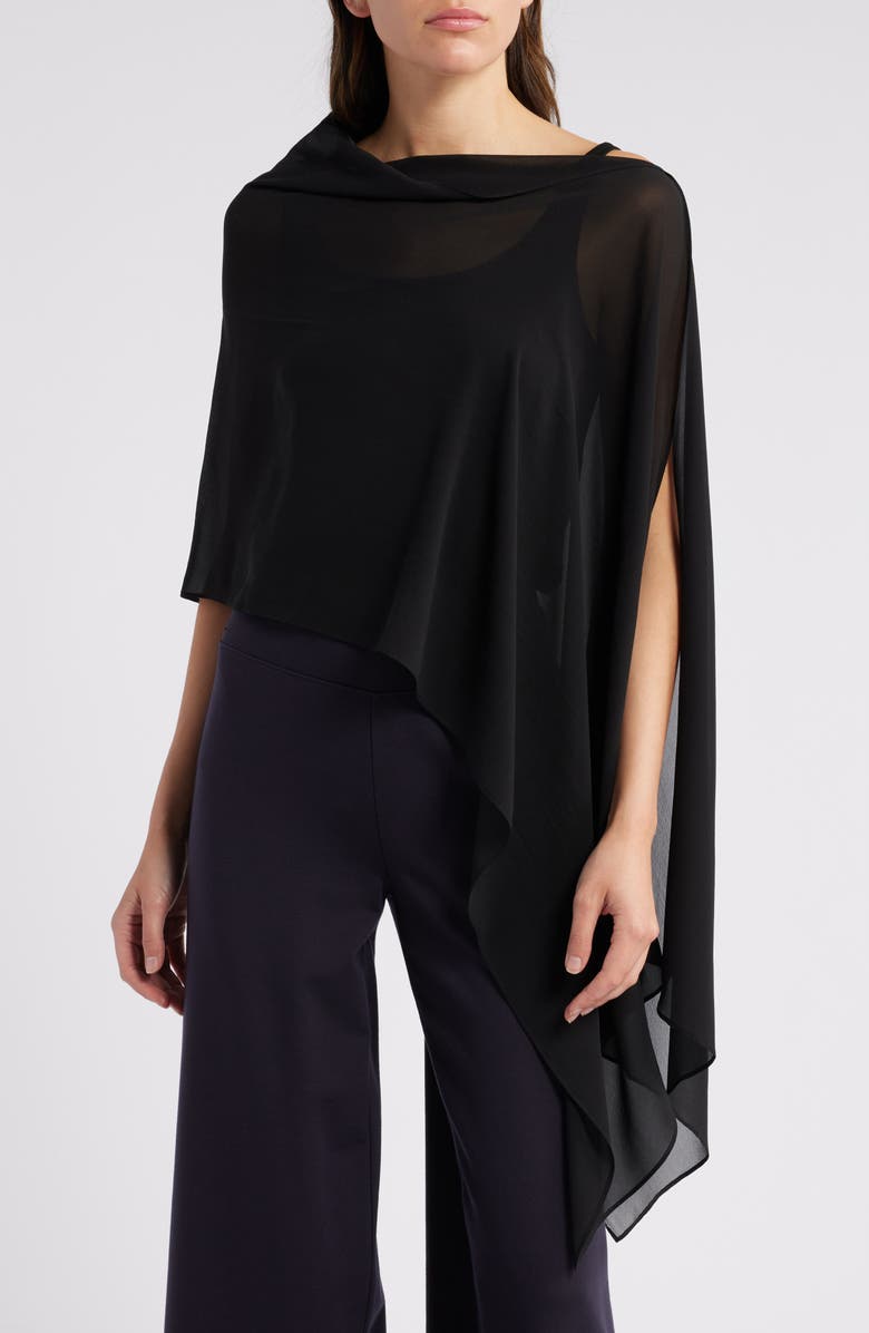 Eileen Fisher Asymmetric Sheer Silk Wrap, Main, color,