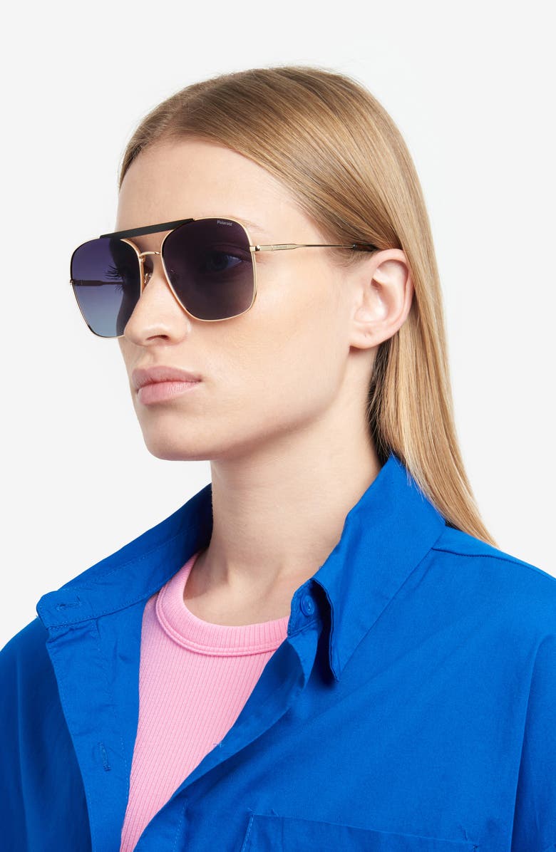 Polaroid 59mm Flat Front Polarized Square Sunglasses, Alternate, color, 