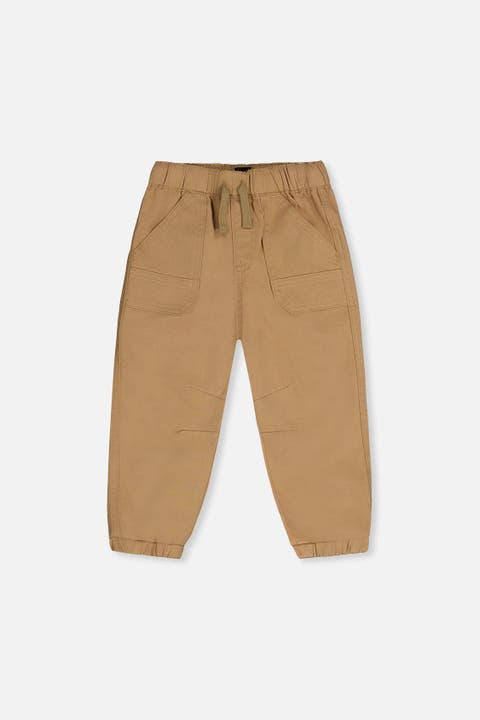 Stretch Canvas Jogger Pants with Patch Pockets