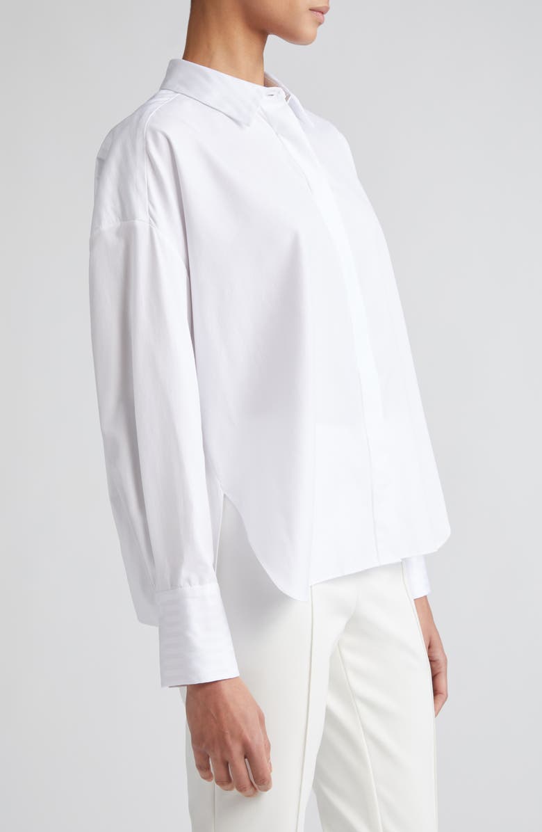 PARTOW Theo Jacquard Stripe Cotton Button-Up Shirt, Alternate, color, White