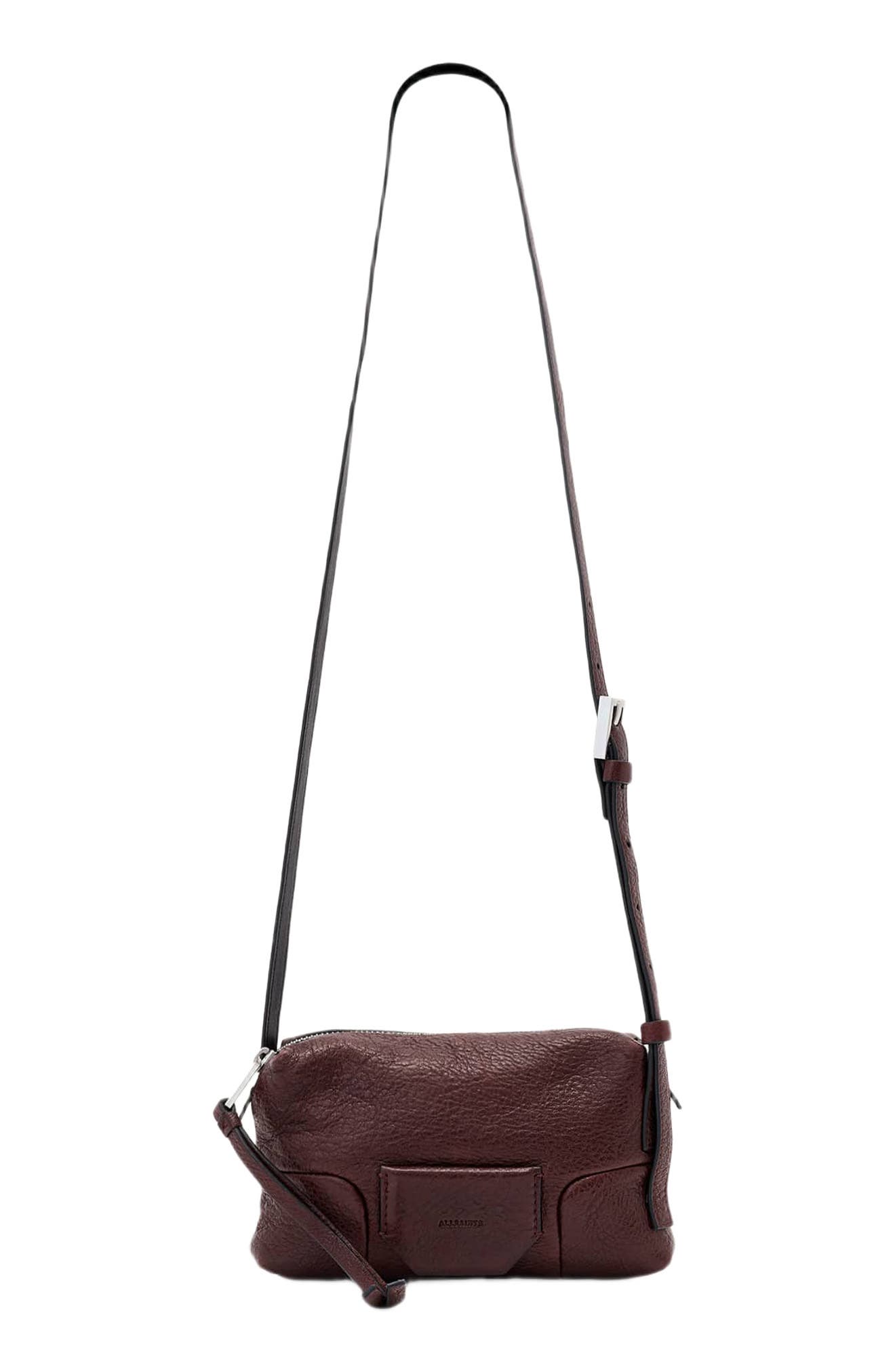 Ares Micro Leather Crossbody Bag, Main, color, BURNT UMBER RED