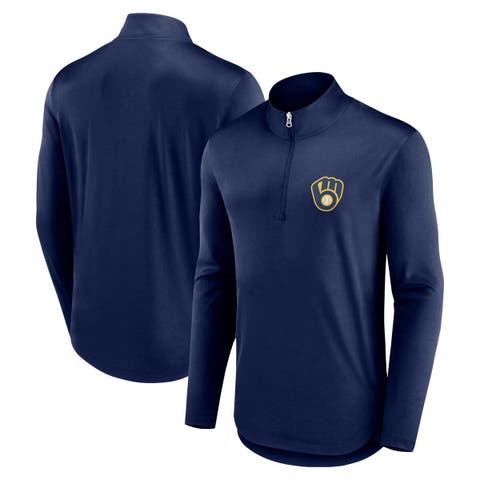 Men's Fanatics Branded Navy Milwaukee Brewers Quarterback Quarter-Zip Top