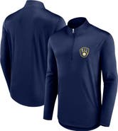 FANATICS Men's Fanatics Branded Navy Milwaukee Brewers Quarterback Quarter-Zip Top