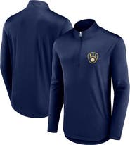 FANATICS Men's Fanatics Branded Navy Milwaukee Brewers Quarterback Quarter-Zip Top