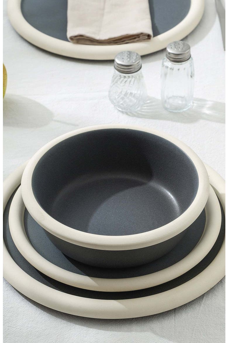 Capri Stoneware 12-Piece Dinnerware Set, Alternate, color, Grey-Blue