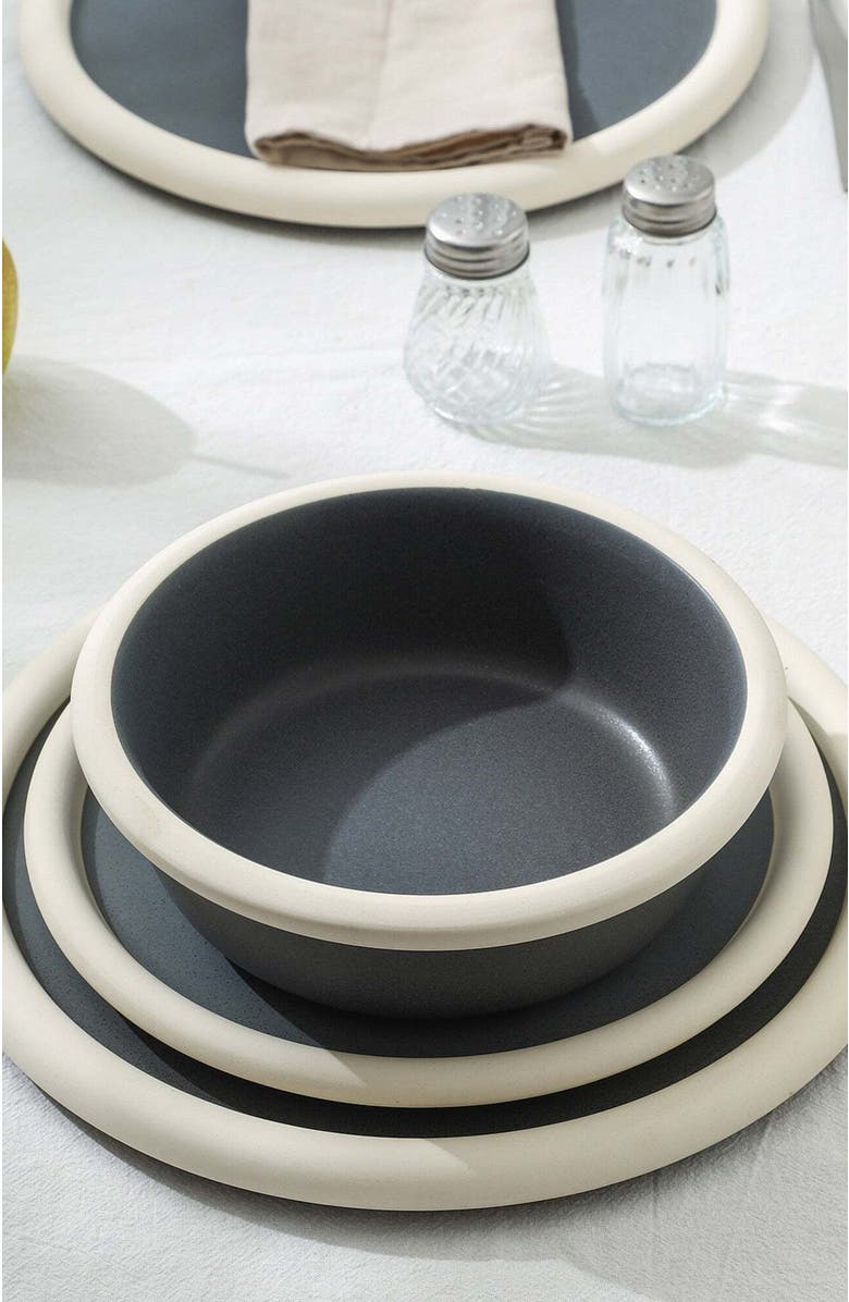 Stone Lain Capri Stoneware 12-Piece Dinnerware Set, Alternate, color, Grey-Blue