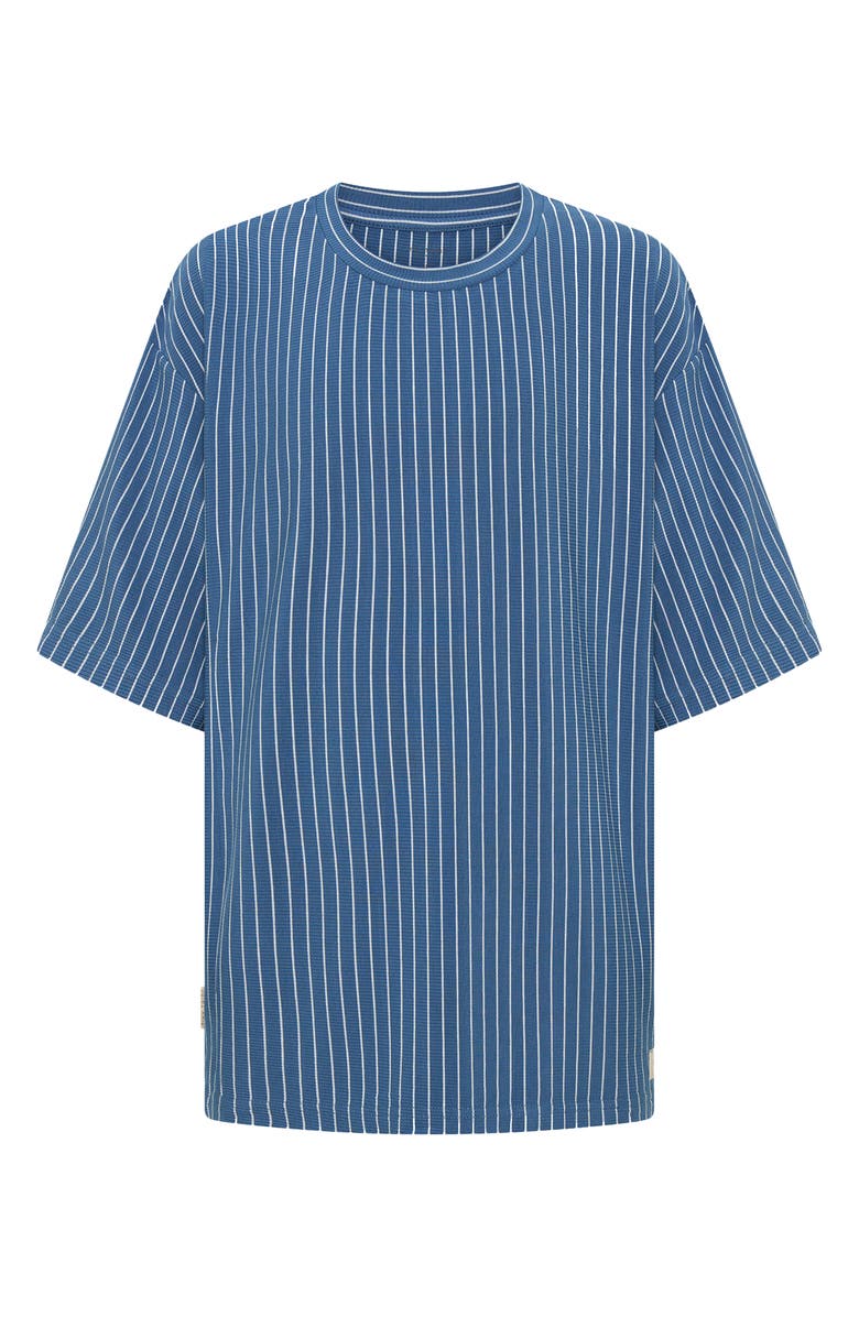 TINY TRIBE Rib Vertical Stripe T-Shirt, Main, color, Blue