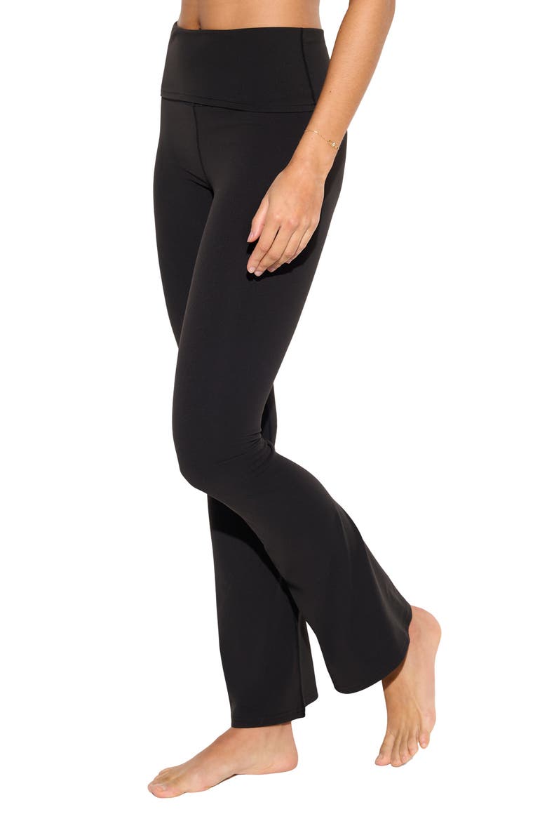 Euphoria Foldover Flare Yoga Pants, Alternate, color, BLACK