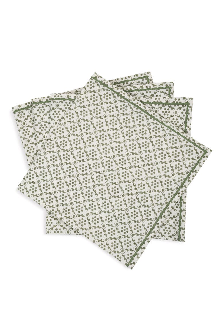 Laksha Set of 4 Napkins, Main, color, CLOVER