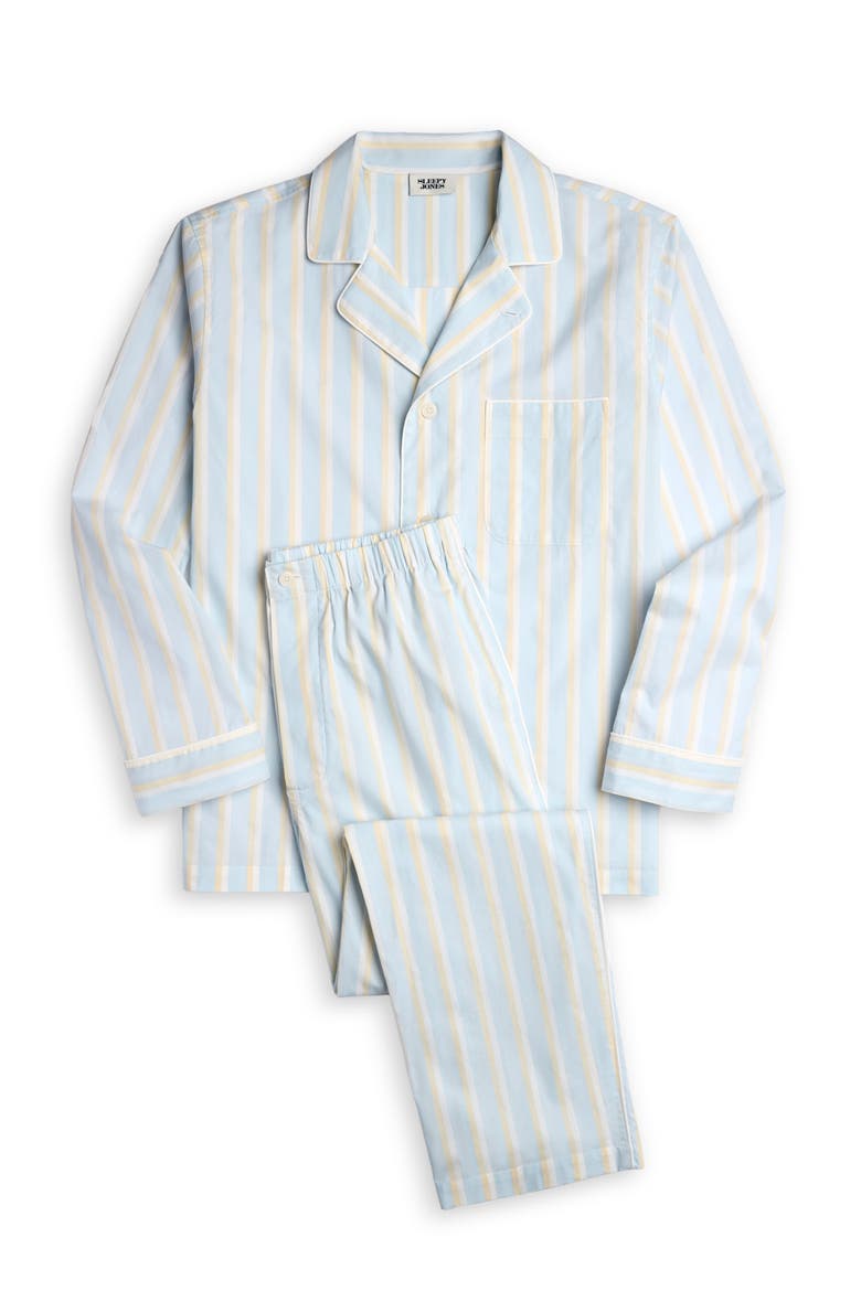 Lowell Pajama Set, Alternate, color, Blue & Cream Double Stripe