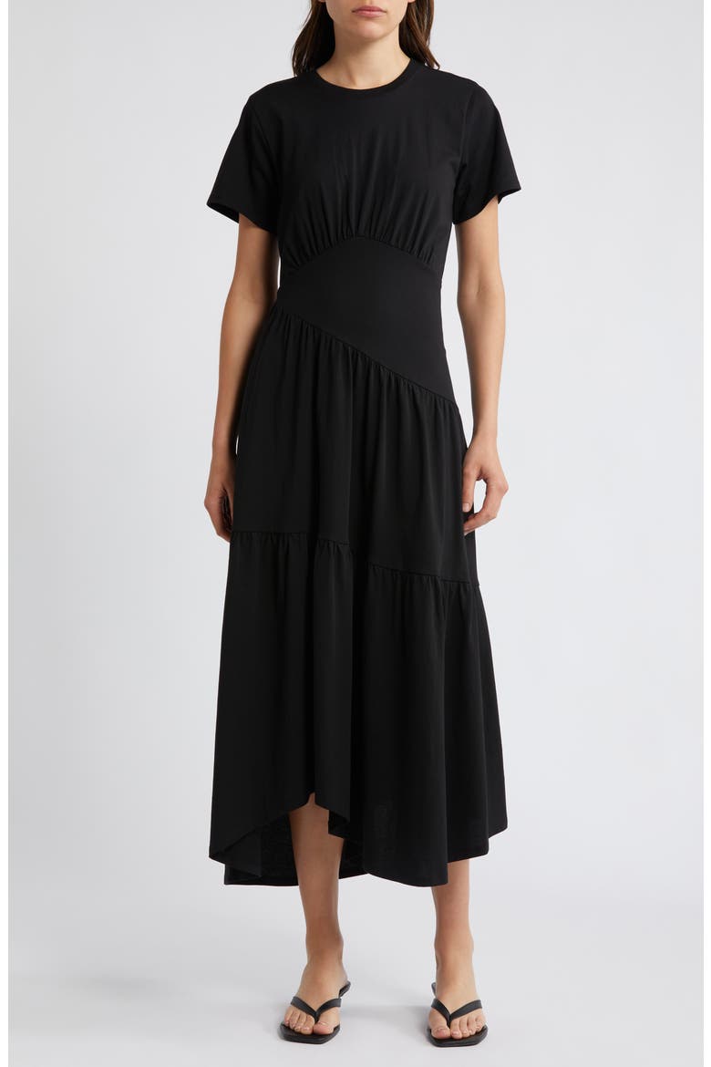 frame cotton asymmetric tiered midi dress Asymmetric Tiered Ruffle Knit Dress (Women)