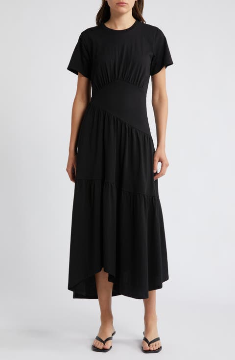 Asymmetric Tiered Ruffle Knit Dress
