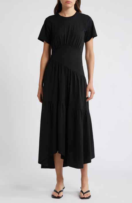 FRAME Asymmetric Tiered Ruffle Knit Dress