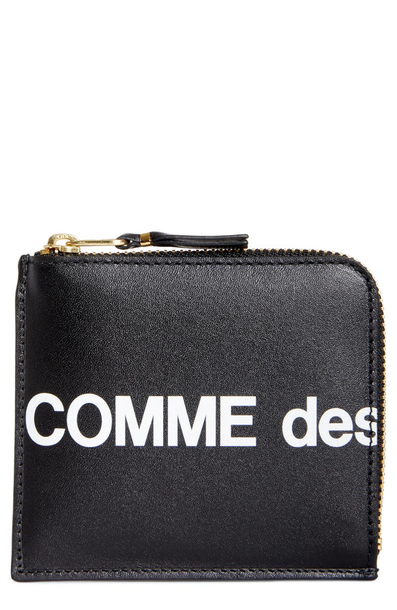 Comme des Garçons Wallets Huge Logo Half-Zip Wallet, Main, color, Black