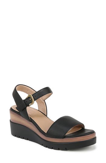 Soul Naturalizer Graciela Wedge Sandal In Black Faux Leather
