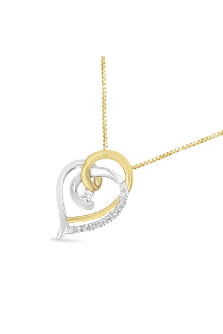 10K Gold Diamond Accent Open Double Heart Spiral Curl Pendant Necklace, Alternate, color, Yellow