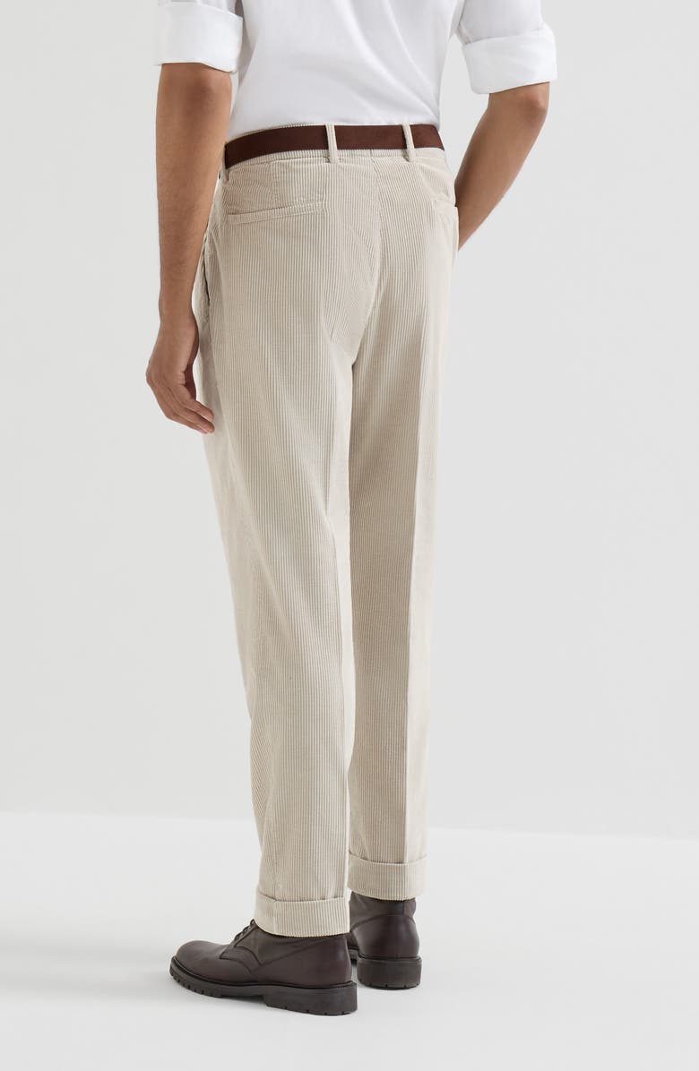 Brunello Cucinelli Garment-dyed trousers in cotton corduroy with pleat, Alternate, color, 