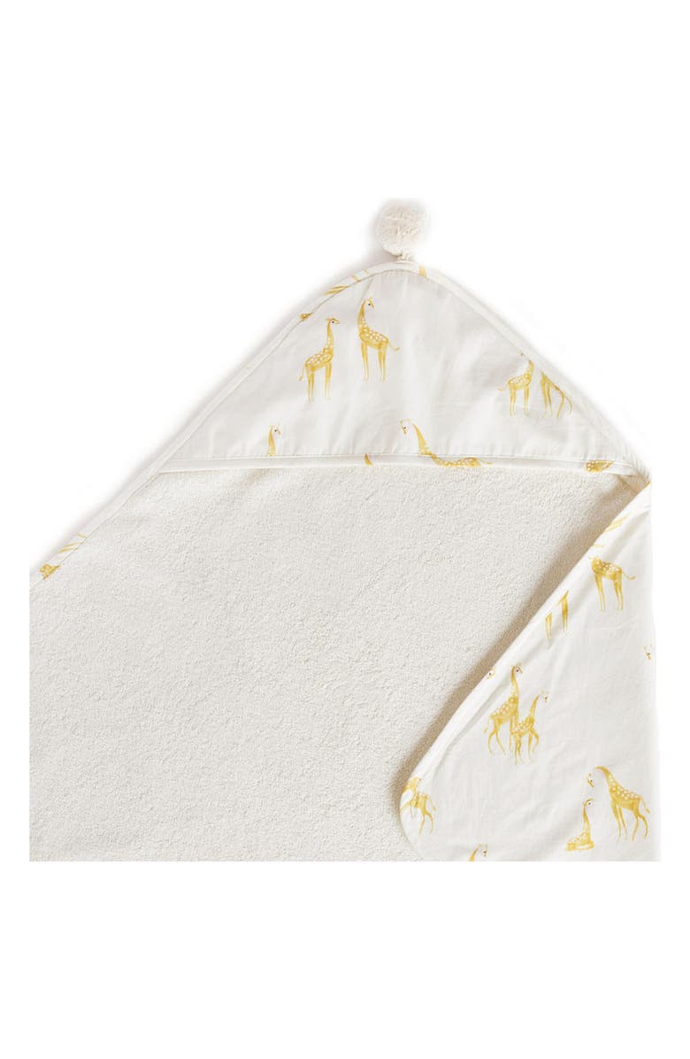 Pehr Follow Me Giraffe Organic Cotton Hooded Towel, Alternate, color, 