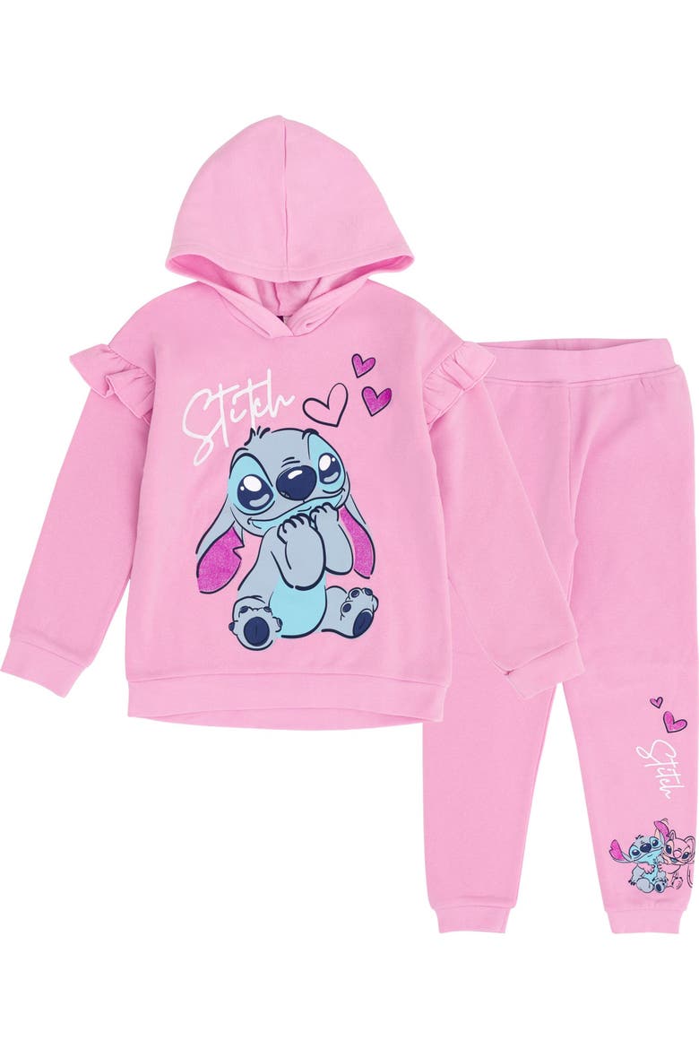 Lilo & Stitch 2-Piece Fleece Hoodie and Pants Set, Main, color, Pink Stitch Angel