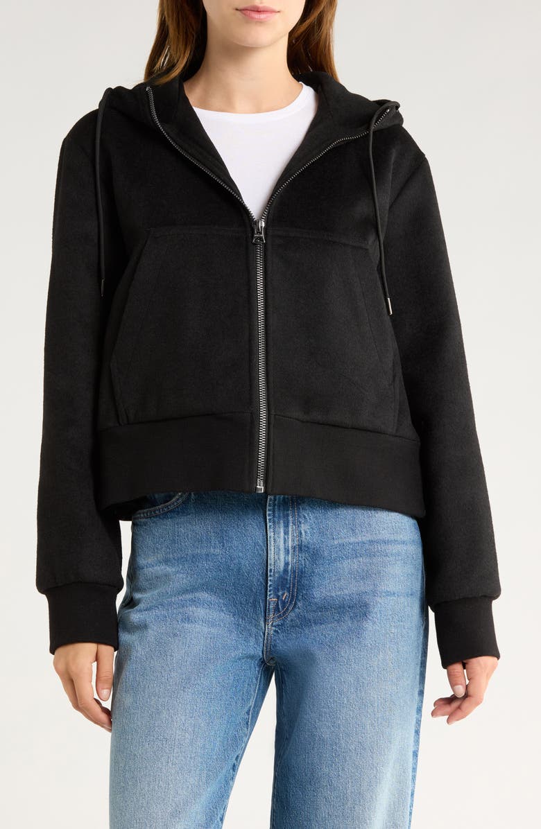 Hudson Jeans Hooded Full Zip Jacket, Main, color, Black