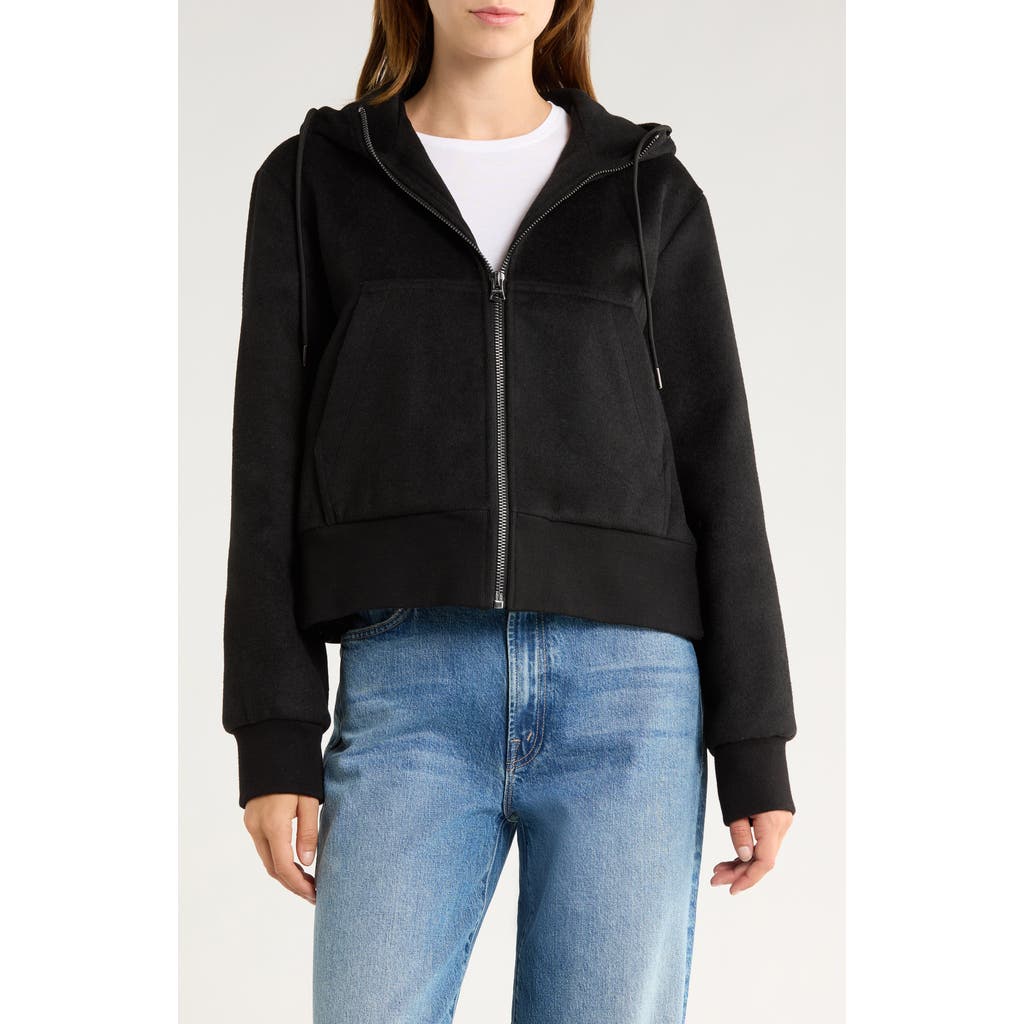 Hudson Jeans Hooded Full Zip Jacket In Black