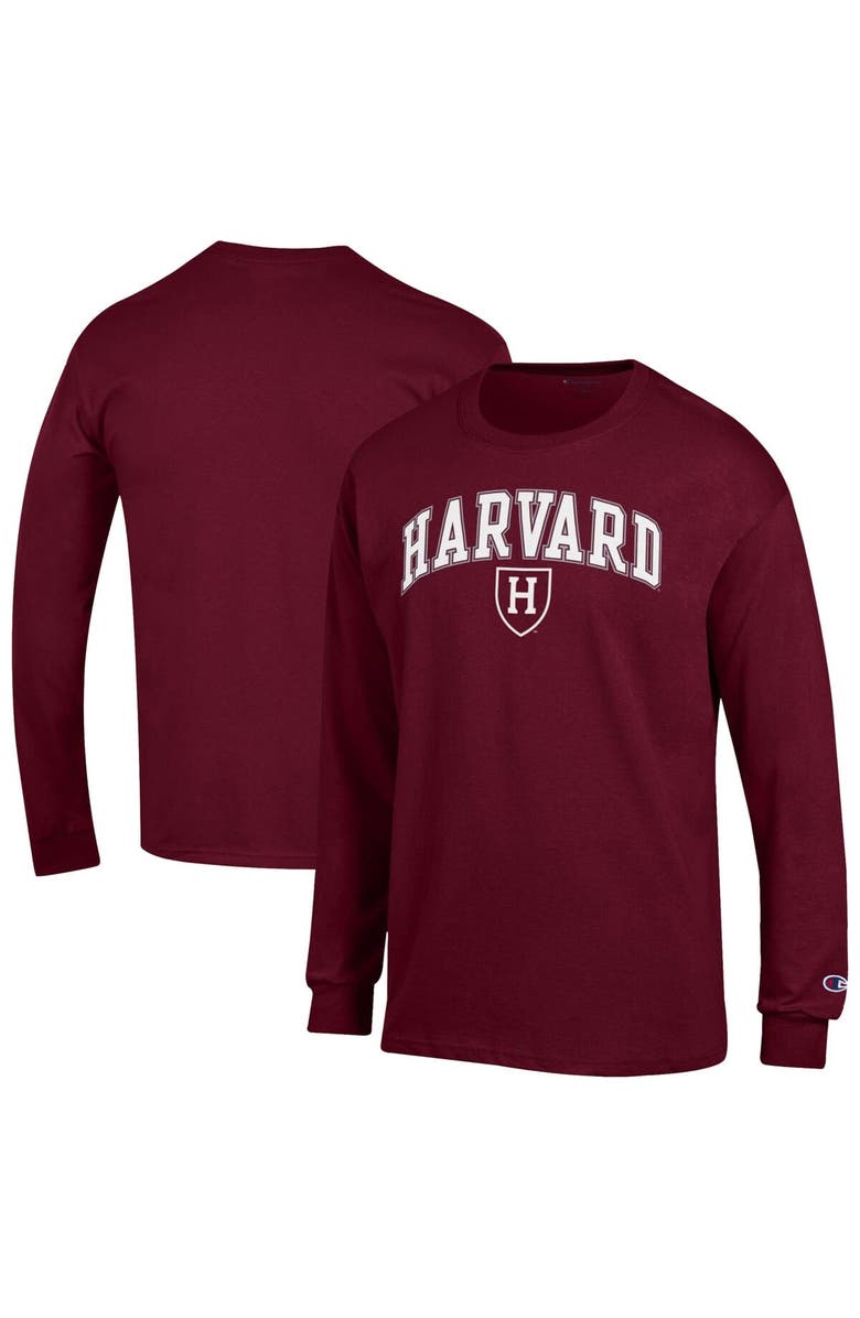 Champion Men's Champion Crimson Harvard Crimson Arch Over Logo Long Sleeve T-Shirt, Alternate, color,