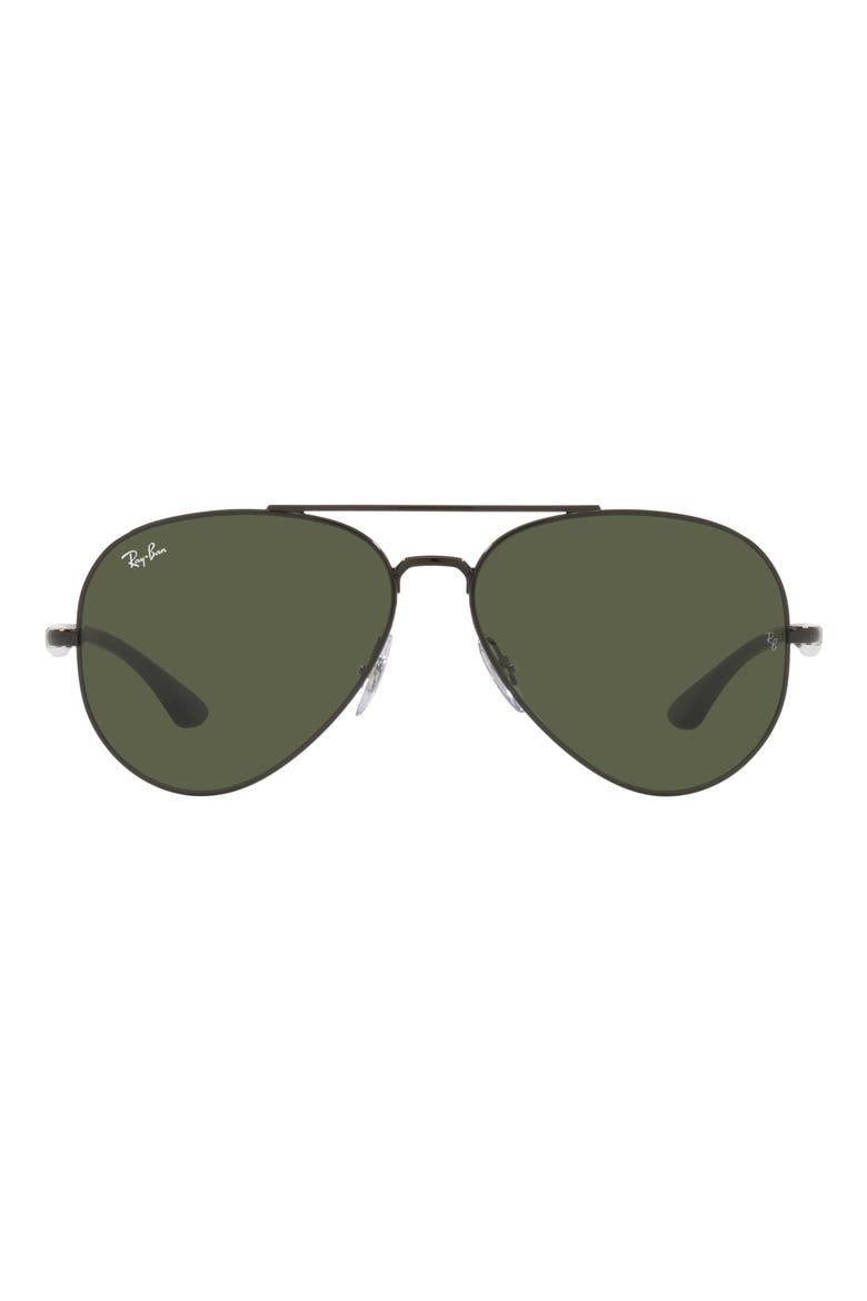 58mm Pilot Sunglasses, Main, color, BLACK/ GREEN