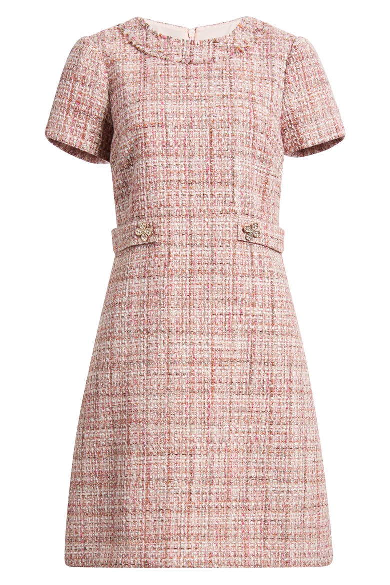 Short Sleeve Tweed Dress, Alternate, color, PINK MULTI