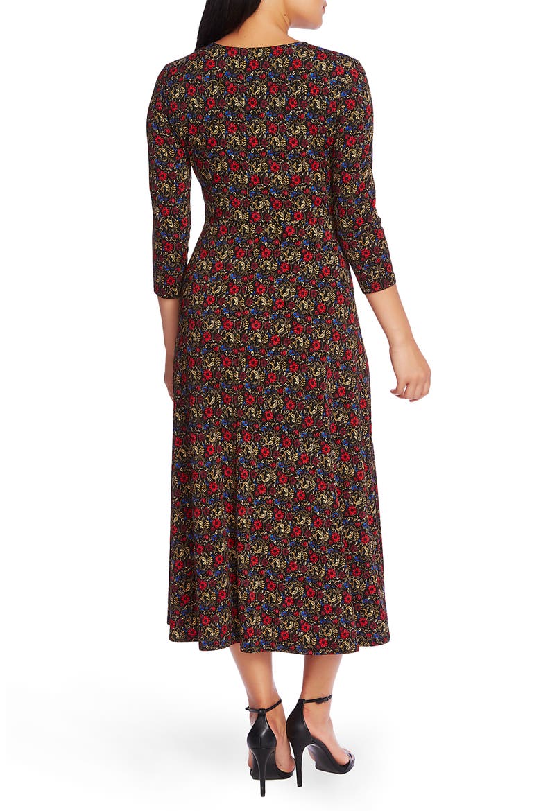 Venetian Garden Wrap Front Dress, Alternate, color, RICH BLACK