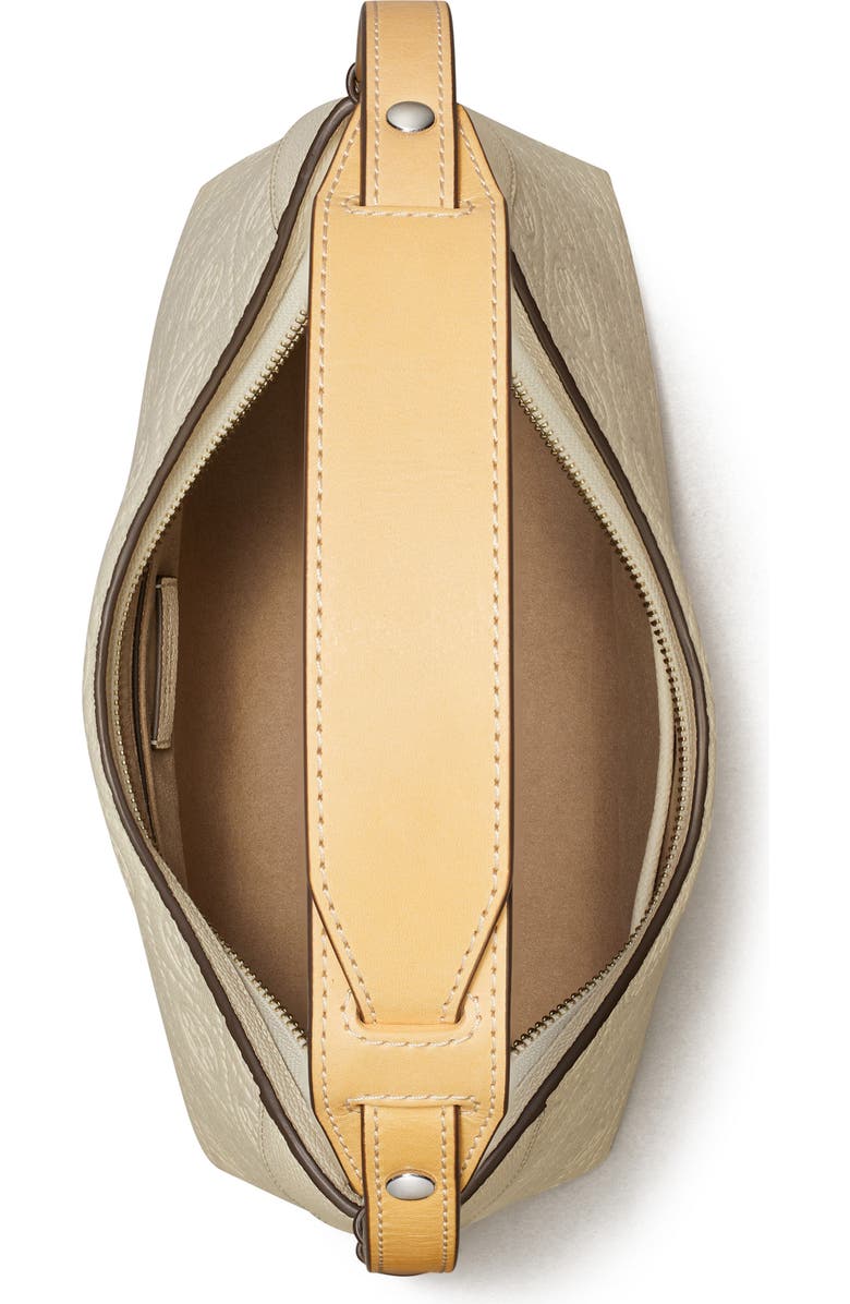 Tory Burch T Monogram Pebble Leather Messenger Bag, Alternate, color, Warm White