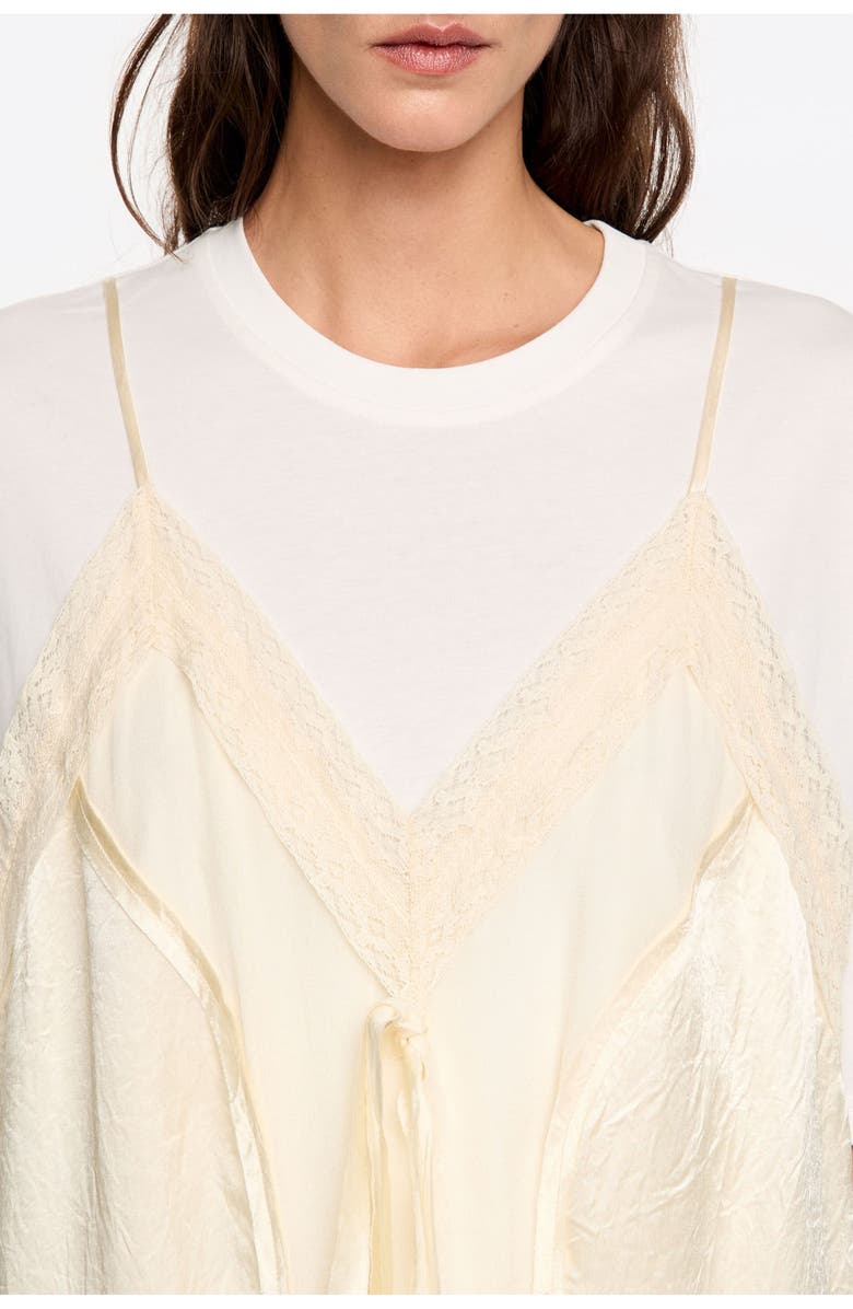 Bimba y Lola Layer Lace T-Shirt Top, Alternate, color, Ivory
