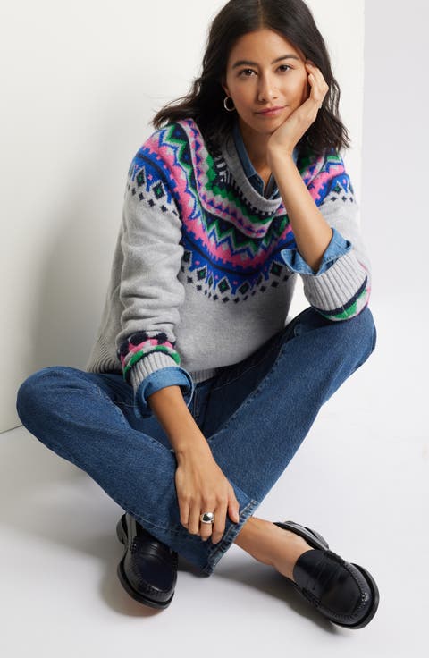Fair Isle Crewneck Pullover Sweater