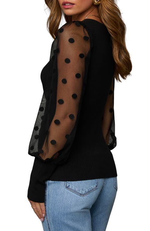 Vici Collection Mina Polka Dot Sleeve Knit Shirt In Black