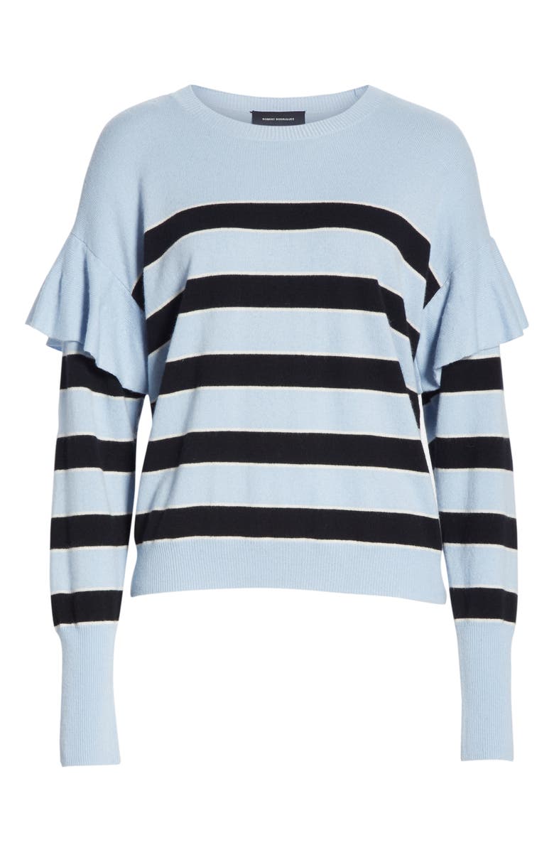 Robert Rodriguez Olivia Ruffle Stripe Sweater, Alternate, color, 