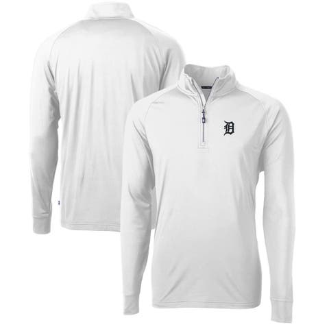 Men's Cutter & Buck  White Detroit Tigers Adapt Eco Knit Stretch Recycled Quarter-Zip Pullover Top