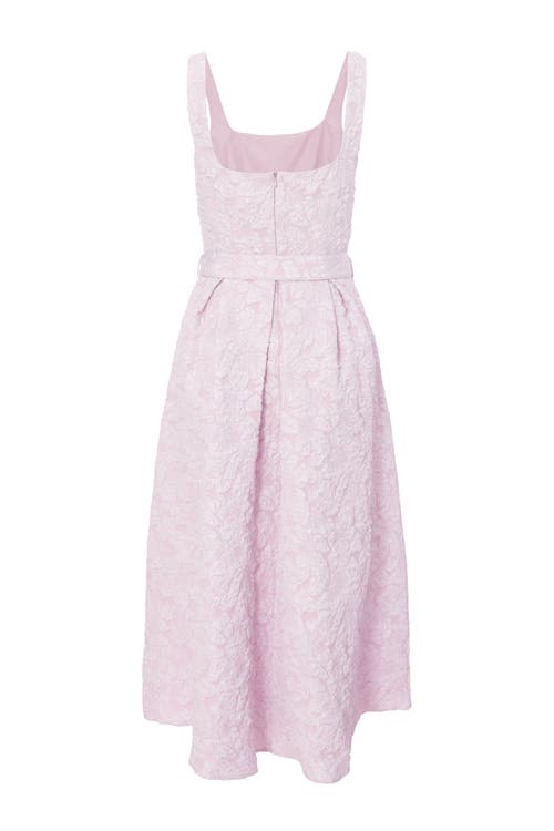Quiz Jacquard Square Neck Midi Dress In Pale Pink