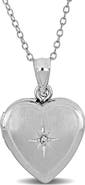 DELMAR Cubic Zirconia Heart Locket Pendant Necklace