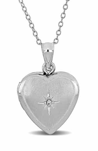 Cubic Zirconia Heart Locket Pendant Necklace