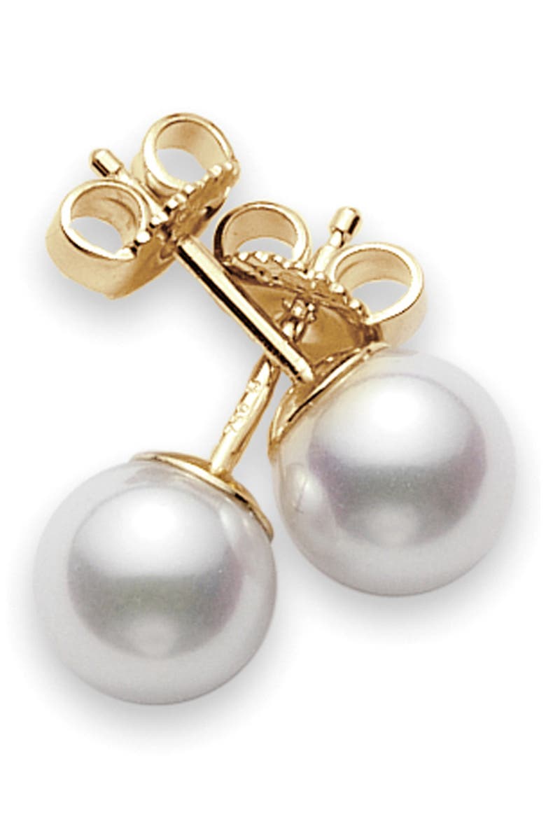 Pearl & 18K Gold Stud Earrings, Main, color, 18K YELLOW GOLD