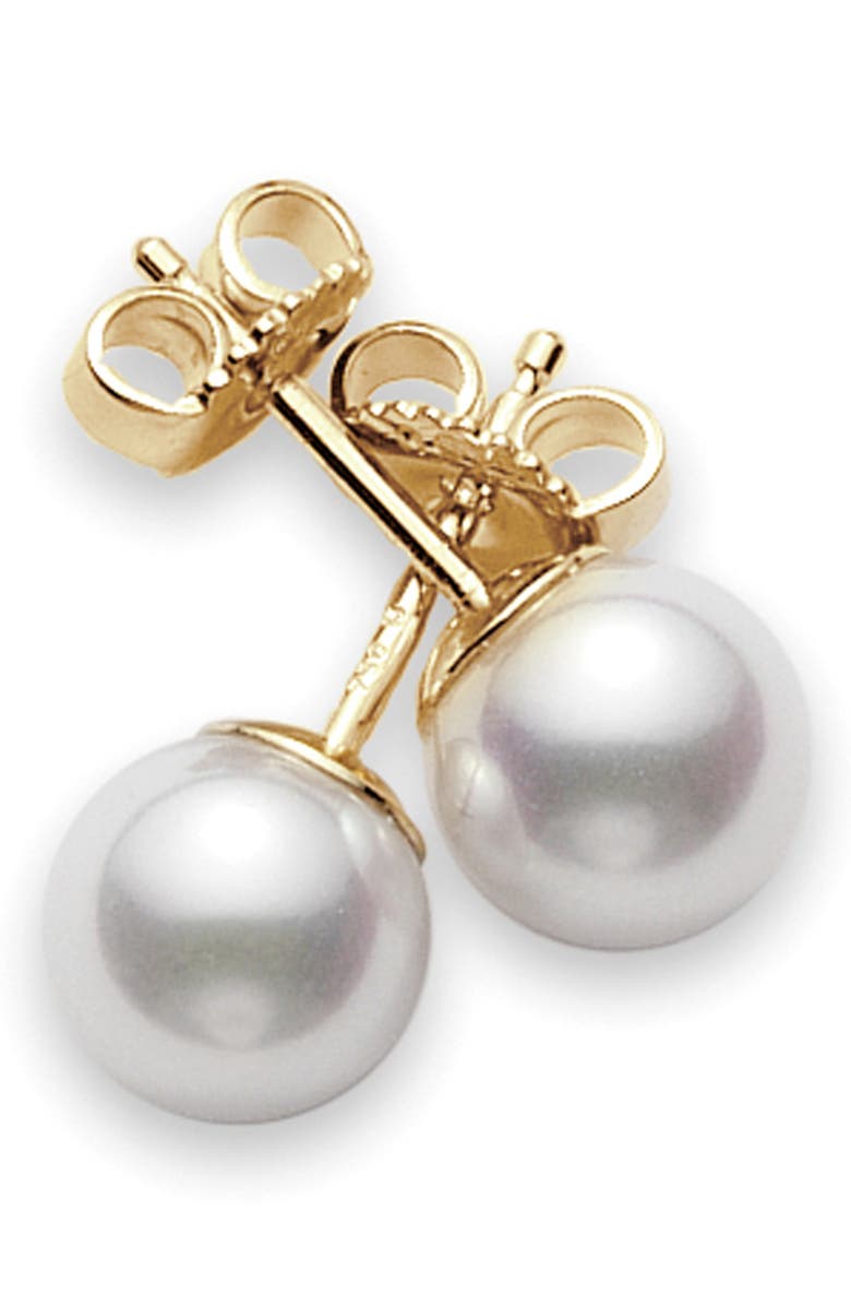 Mikimoto Pearl & 18K Gold Stud Earrings, Main, color, Gold