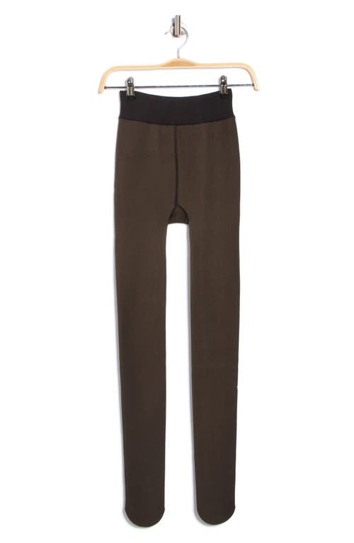 Memoi Sheer Effect Fleece Lined Tights In Black