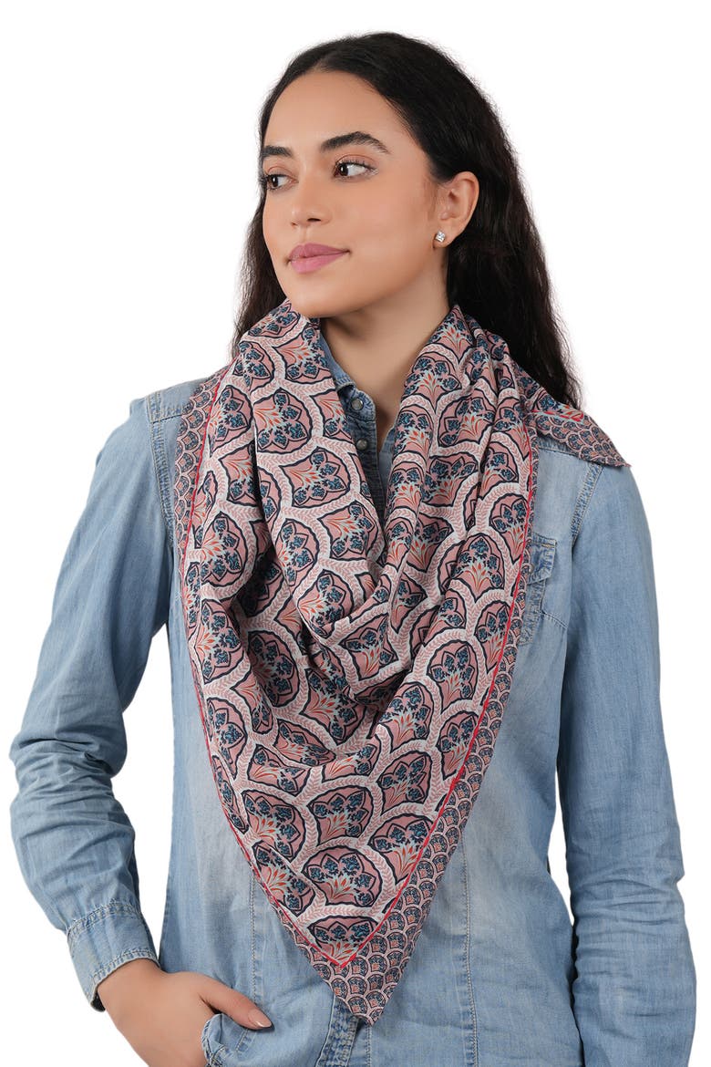 Geometric Cotton Scarf, Alternate, color, DUSTY PINK