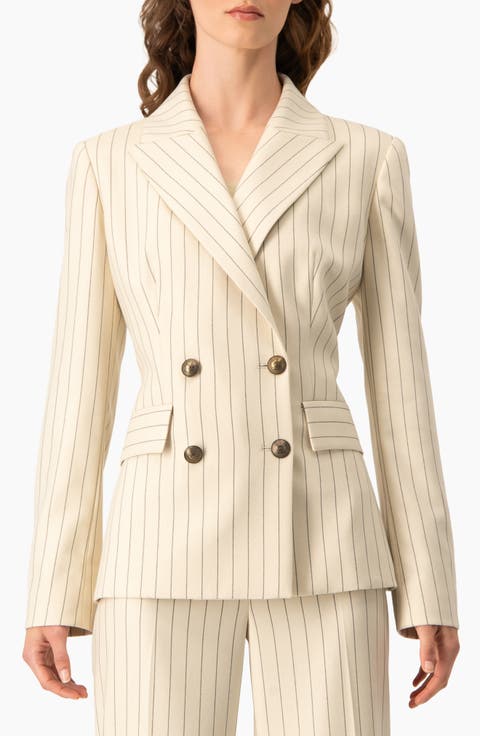 Pinstripe Double-Breasted Blazer