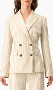 IVONNE Pinstripe Double-Breasted Blazer