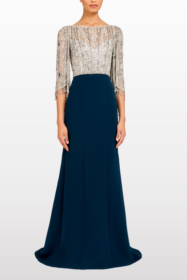 Wanderlust Embellished-Details Maxi Dress, Alternate, color, Ammonite - Blackthorne Blue