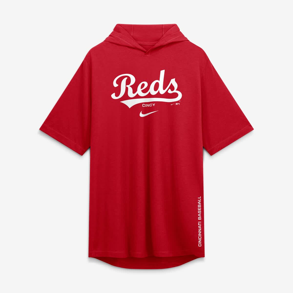Nike Men's Nike Red Cincinnati Reds Arched Wordmark Tri-Blend Hooded T ...