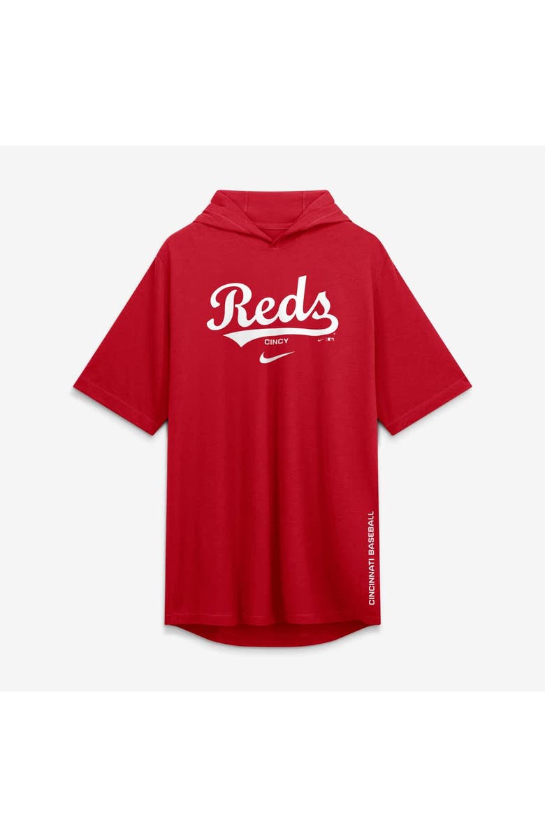 Nike Men's Nike Red Cincinnati Reds Arched Wordmark Tri-Blend Hooded T-Shirt, Alternate, color, Red