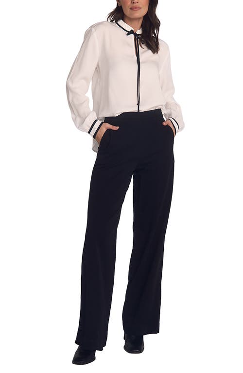 Bella Dahl Catalina Pull-on Flat Front Wide Leg Pants In Black