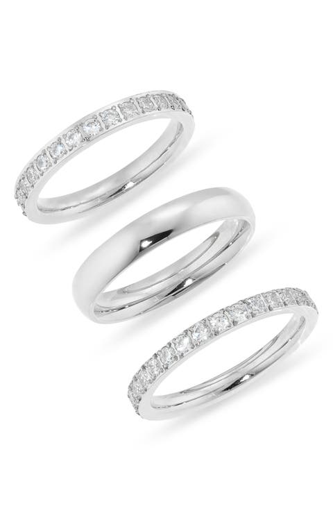 Set of 3 Waterproof Cubic Zirconia Stackable Rings